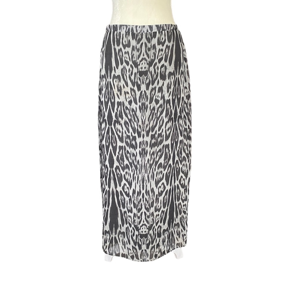 Christopher & Banks women’s fully lined black and gray animal print maxi skirt